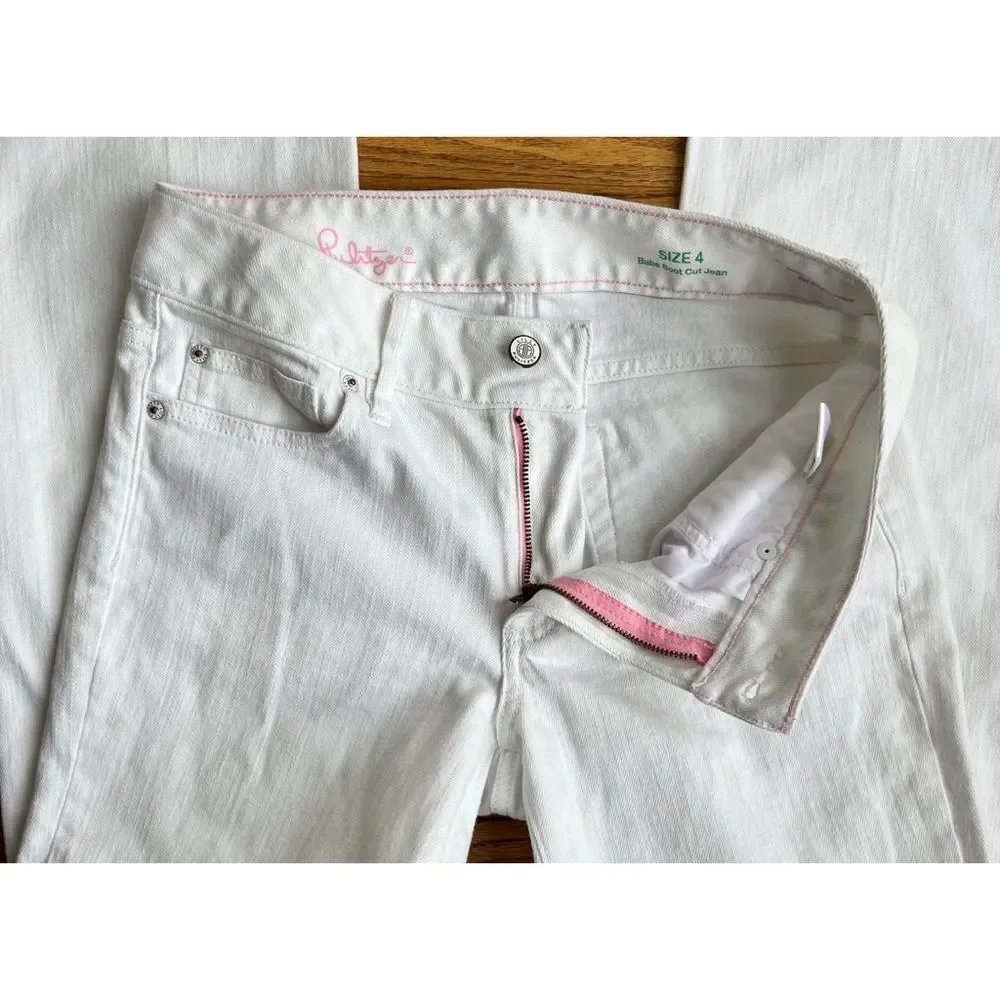 Lilly Pulitzer White Babe Bootcut Jeans Size 4 Style 26690 MSRP $148
